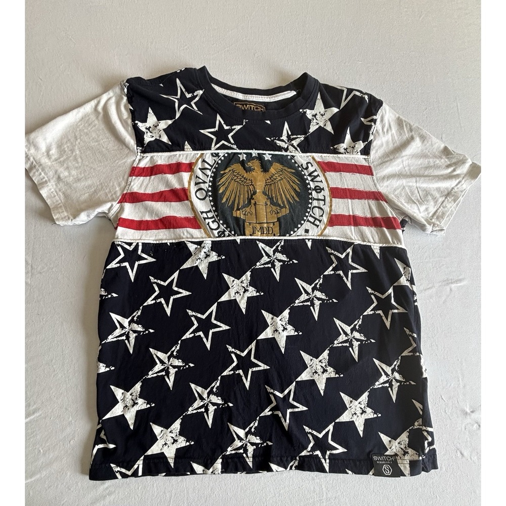 Switch Remarkable Vintage Mens XL T-Shirt White Stars Stripes Eagle Graphic Tee